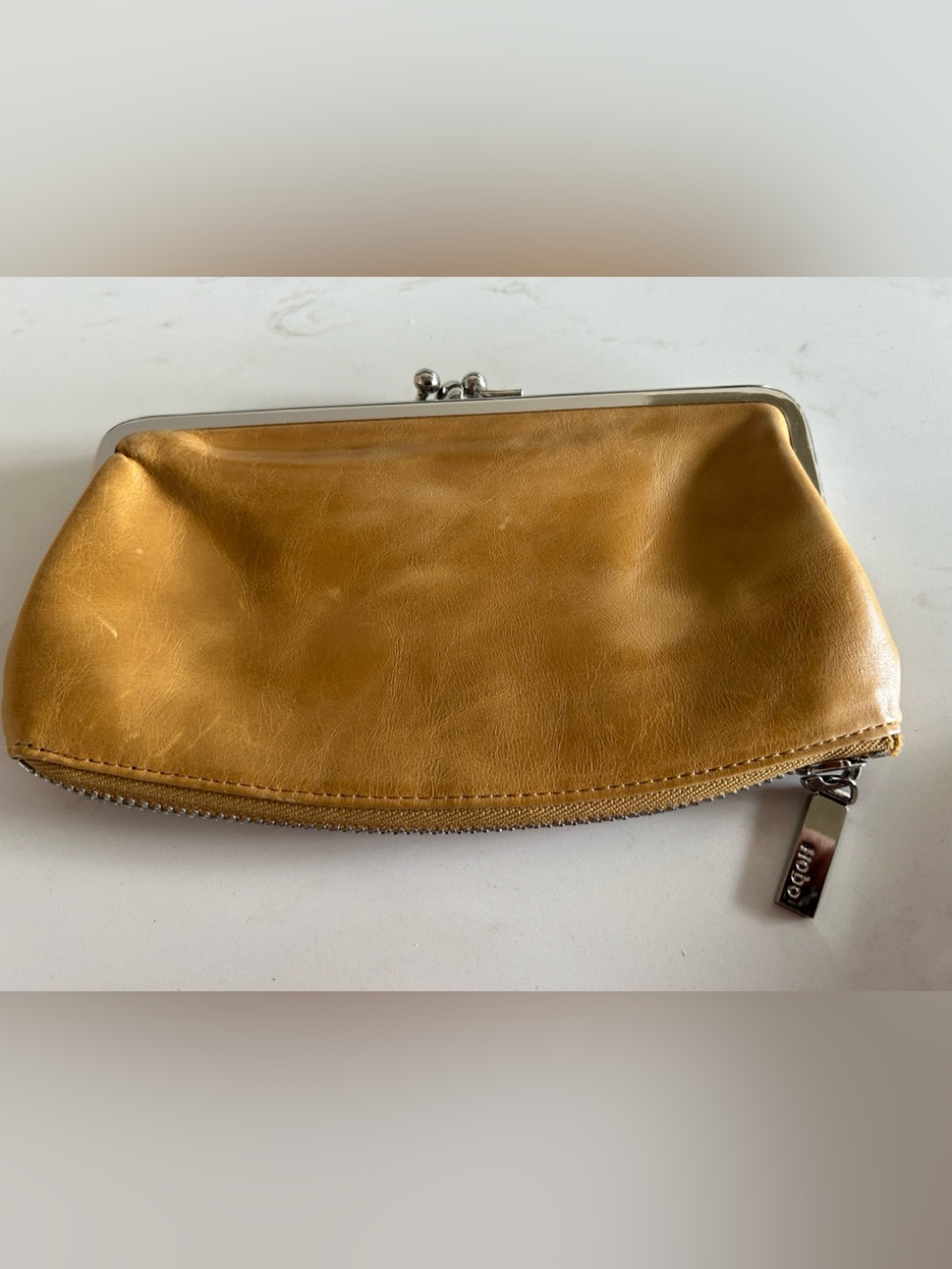 HOBO Lauren Wallet Mustard Yellow Leather Clutch Wristlet 
5 x 8.5 in